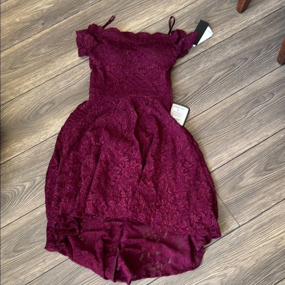 City studio purple sparkle off the shoulder high low dress from MACYS NWT Size 1